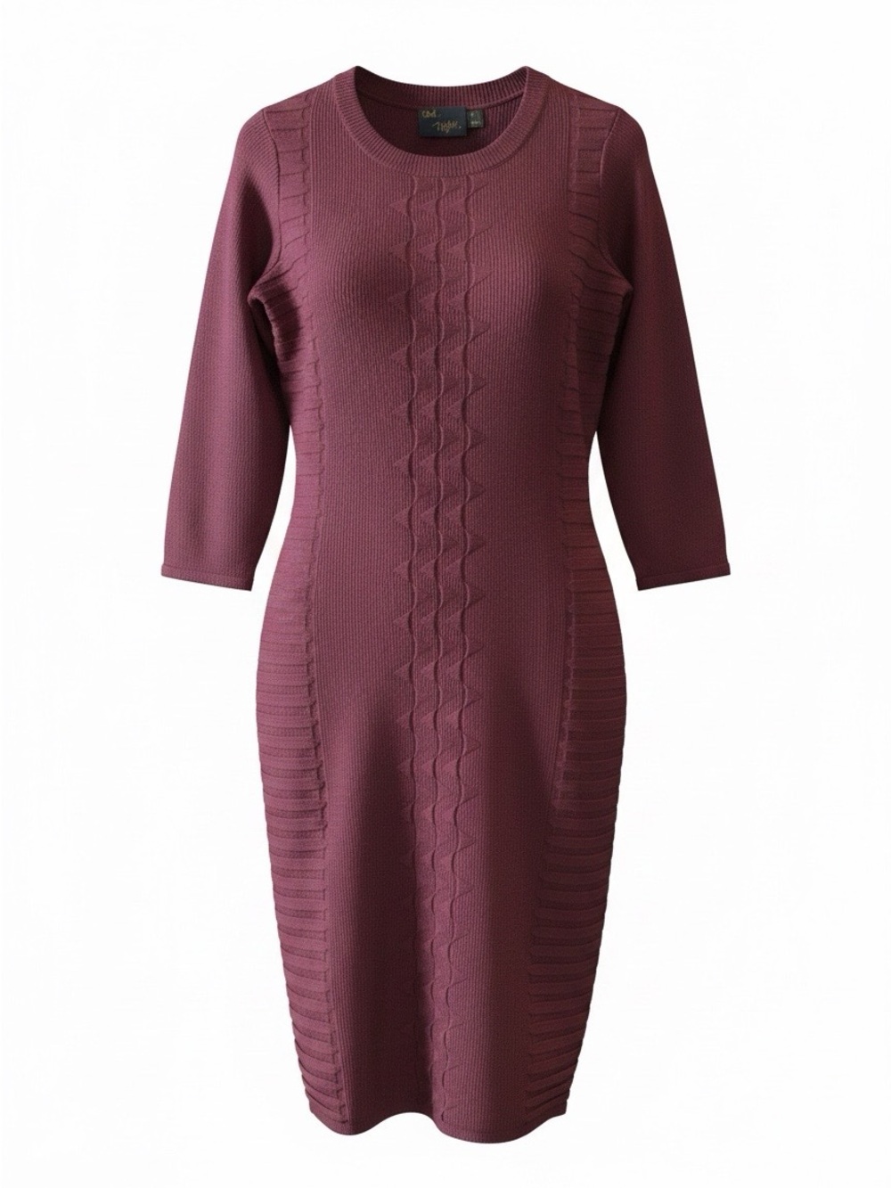 Taylor Plum Cable-Knit Midi Dress
